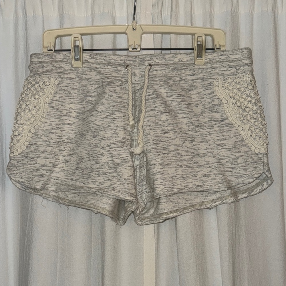 Kensie Gray and White Athletic Shorts with Elastic Waistband